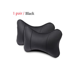 1 Pair Luxury Linen Material Car Headrest Pillow Unisex Breathable Auto - pu-Black 1 pair
