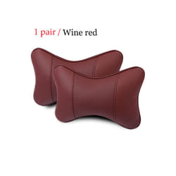 1 Pair Luxury Linen Material Car Headrest Pillow Unisex Breathable Auto - pu-Red 1 pair