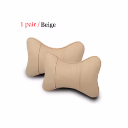 1 Pair Luxury Car Headrest Pillow Unisex Breathable Auto Neck Rest Headrest - 1 pair beige