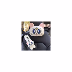 Plush kitty Car Pillows Luna Cat Seat Neck Support Car Headrest Pillow - 1 set blue