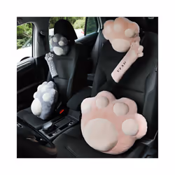 1PC Cute Cartoon Cat Claw Car Neck Pillow Soft Plush Auto Headrest Seat - grey waist pillow