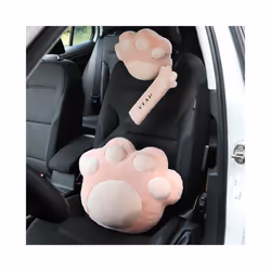 1PC Cute Cartoon Cat Claw Car Neck Pillow Soft Plush Auto Headrest Seat - grey waist pillow
