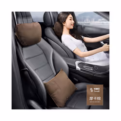 Car Accessories Neck Cushion Headrest Pillows High Quality Durable Leather - Gray
