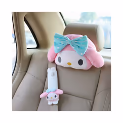 Cute Car Pillow Baby Car Headrest Neck Pillow Cartoon Black Devil Plush - belt and headrestB