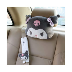 Cute Car Pillow Baby Car Headrest Neck Pillow Cartoon Black Devil Plush - belt and headrestA