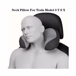Neck Pillow For Tesla Model 3 Y S X Adjustable strap Neck Headrest Washable - Black