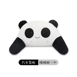 2Pcs Cartoon Car Neck Pillow Cute Panda Smiling Face Headrest Neck Support - 1 lumbar face red