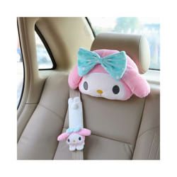 Cute Car Seat Pillow Pink Car Headrest Neck Pillow Cartoon Black Devil - 1 set pink