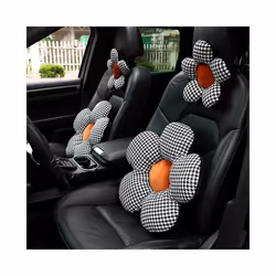 Car Pillow Set Thousand Bird Lattice Flower Headrest Cover Creative Cotton - Flower Waist Orange