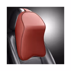 3D  Leather Memory Foam Headrest Car Neck Pillow Support Neck Rest Pillow - Wine red
