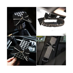 Classic Plaid Bowknot Universal Car Neck Pillow Seat Headrest Auto Waist - 4pcs set