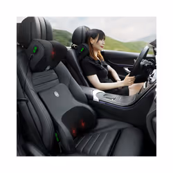 Car Electric Massage Headrest Neck Pillow Breathable Mesh + Leather Universal - Coffee-Neck-Normal