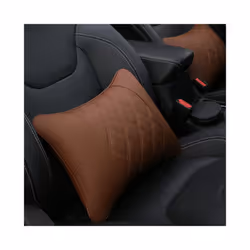 2Pcs Car Neck Pillow Pu Leather Seat Support Headrest Embroidery For Kia - 1PC-No logo-Coffee
