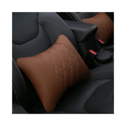 2Pcs Car Neck Pillow Pu Leather Seat Support Headrest Embroidery For Kia - 1PC-No logo-Coffee