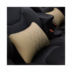 2Pcs Car Neck Pillow Pu Leather Seat Support Headrest Embroidery For Kia - 1PC-No logo-Beige