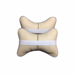 2Pcs Car Neck Pillow Pu Leather Seat Support Headrest Embroidery For Kia - 1PC-No logo-Beige