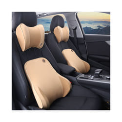 Car Headrest Lumbar Support Seat, Backrest Lumbar Memory Foam Cervical - Beige One seat