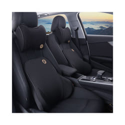 Car Headrest Lumbar Support Seat, Backrest Lumbar Memory Foam Cervical - black One seat