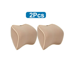Breathable Car Seat Headrest Neck Pillow Auto Car Seat Pillow Memory Foam - 2 Pcs Beige