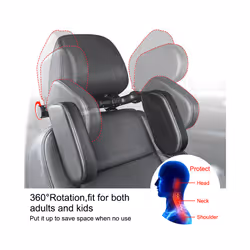 360 Degree Adjustable Car Headrest Pillow U-Shaped Car Seat Pillow for - 1PC Black Leather