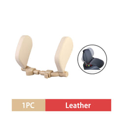 Car Seat Headrest Pillow Adjustable Car Headrest Pillow Travel Rest Sleep - Beige Leather