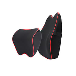 Car Neck Headrest Pillow Car Accessories Cushion Auto Seat Head Support - 1 set-Black Red