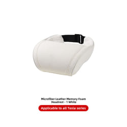 Seat Headrest Travel Rest Neck Pillow PU Leather Neck Pillow Memory Foam - 1PCS White