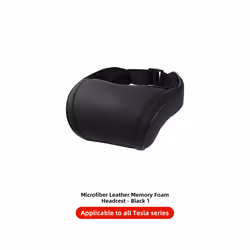 Seat Headrest Travel Rest Neck Pillow PU Leather Neck Pillow Memory Foam - 1PCS Black