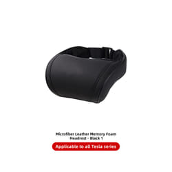 Seat Headrest Travel Rest Neck Pillow PU Leather Neck Pillow Memory Foam - 1PCS Black