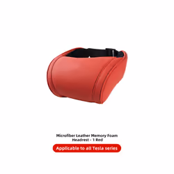 Seat Headrest Travel Rest Neck Pillow PU Leather Neck Pillow Memory Foam - 1PCS Red