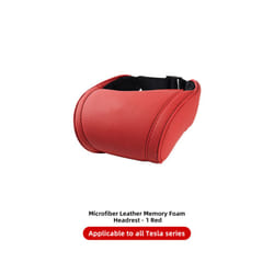Seat Headrest Travel Rest Neck Pillow PU Leather Neck Pillow Memory Foam - 1PCS Red
