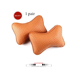 1 Pair Luxury Linen Material Car Headrest Pillow Unisex Breathable Auto - brown 1 pair