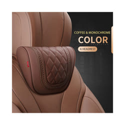 Car Leather Headrest Memory Foam Car Rest Pillow Back Cushion Auto Seat - Coffee-Headrest