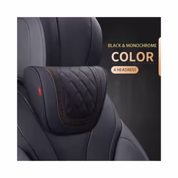 Car Leather Headrest Memory Foam Car Rest Pillow Back Cushion Auto Seat - Black-Headrest