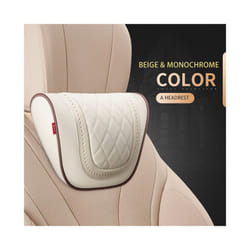 Car Leather Headrest Memory Foam Car Rest Pillow Back Cushion Auto Seat - Beige-Headrest