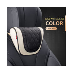 Car Leather Headrest Memory Foam Car Rest Pillow Back Cushion Auto Seat - Beige Gray-Headrest