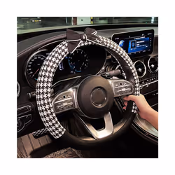 Classic Plaid Bowknot Universal Car Neck Pillow Seat Headrest Auto Waist - steering cover1
