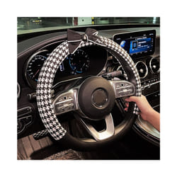 Classic Plaid Bowknot Universal Car Neck Pillow Seat Headrest Auto Waist - steering cover1