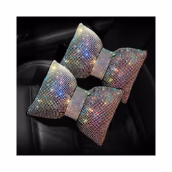 2pcs Red Diamond Crystal Bowknot Car Neck Pillow Rhinestone Auto Headrest - 2pc color neck