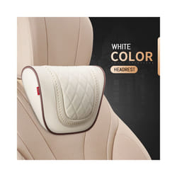 Car Neck Pillow And Waist Pad Napa leather Car Seat Rest Cushion Headrest - Neck-Beige White