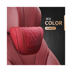 Car Neck Pillow And Waist Pad Napa leather Car Seat Rest Cushion Headrest - Neck-Red