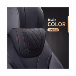 Car Neck Pillow And Waist Pad Napa leather Car Seat Rest Cushion Headrest - Neck-Black