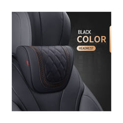 Car Neck Pillow And Waist Pad Napa leather Car Seat Rest Cushion Headrest - Neck-Black