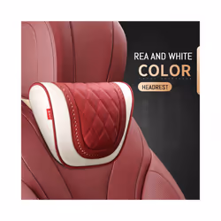 Car Neck Pillow And Waist Pad Napa leather Car Seat Rest Cushion Headrest - Neck-Red Beige