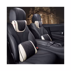 Car Neck Pillow And Waist Pad Napa leather Car Seat Rest Cushion Headrest - Neck-Red Beige