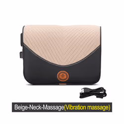 Car Electric Massage Headrest Neck Pillow Breathable Mesh + Leather Universal - Beige-Neck-Massage