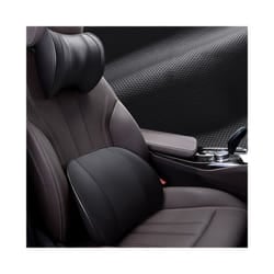 Car Headrest Pillow Car Lumbar Support Pillow Breathable Memory Foam Neck - 1 Set Black