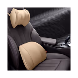 Car Headrest Pillow Car Lumbar Support Pillow Breathable Memory Foam Neck - 1 Set Beige