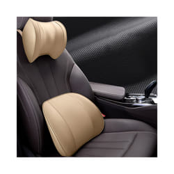 Car Headrest Pillow Car Lumbar Support Pillow Breathable Memory Foam Neck - 1 Set Beige