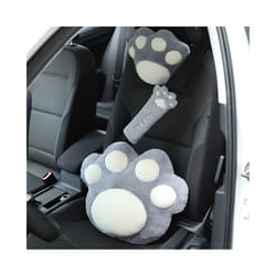 1PC Cute Cartoon Cat Claw Car Neck Pillow Soft Plush Auto Headrest Seat - 3pcs grey set